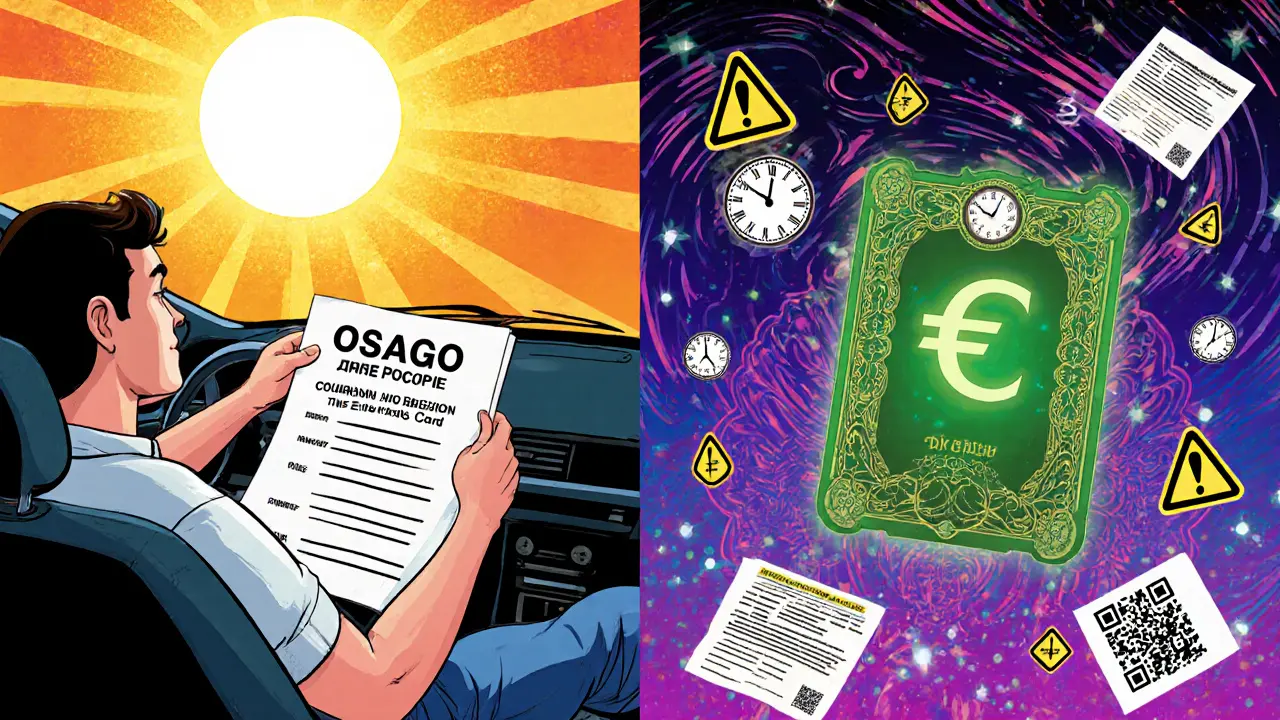 Два сценария: один полис для Белоруссии и отдельная Зелёная карта для Европы, изображённые в психоделическом стиле.