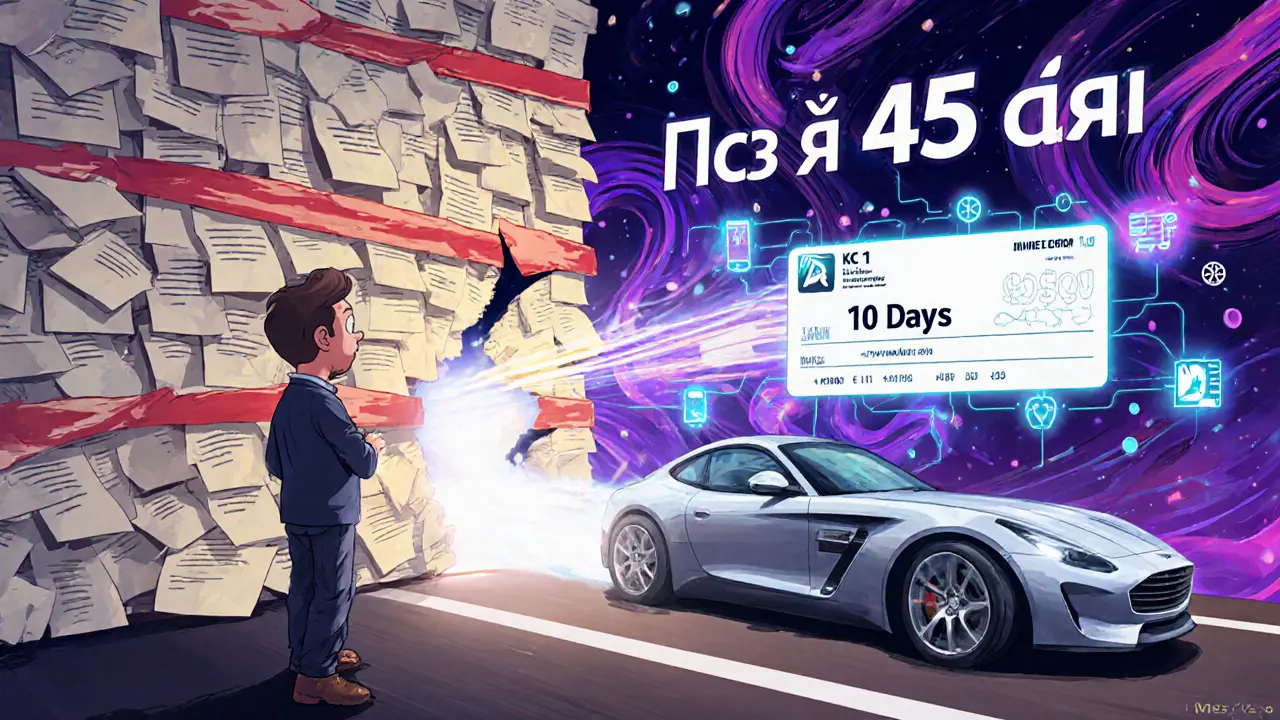 Клиент упирается в стену бюрократии, но сквозь трещину — быстрая дорога к выплате за 10 дней с цифровыми символами и надписью &#039;ЦБ РФ 45 дней&#039;.