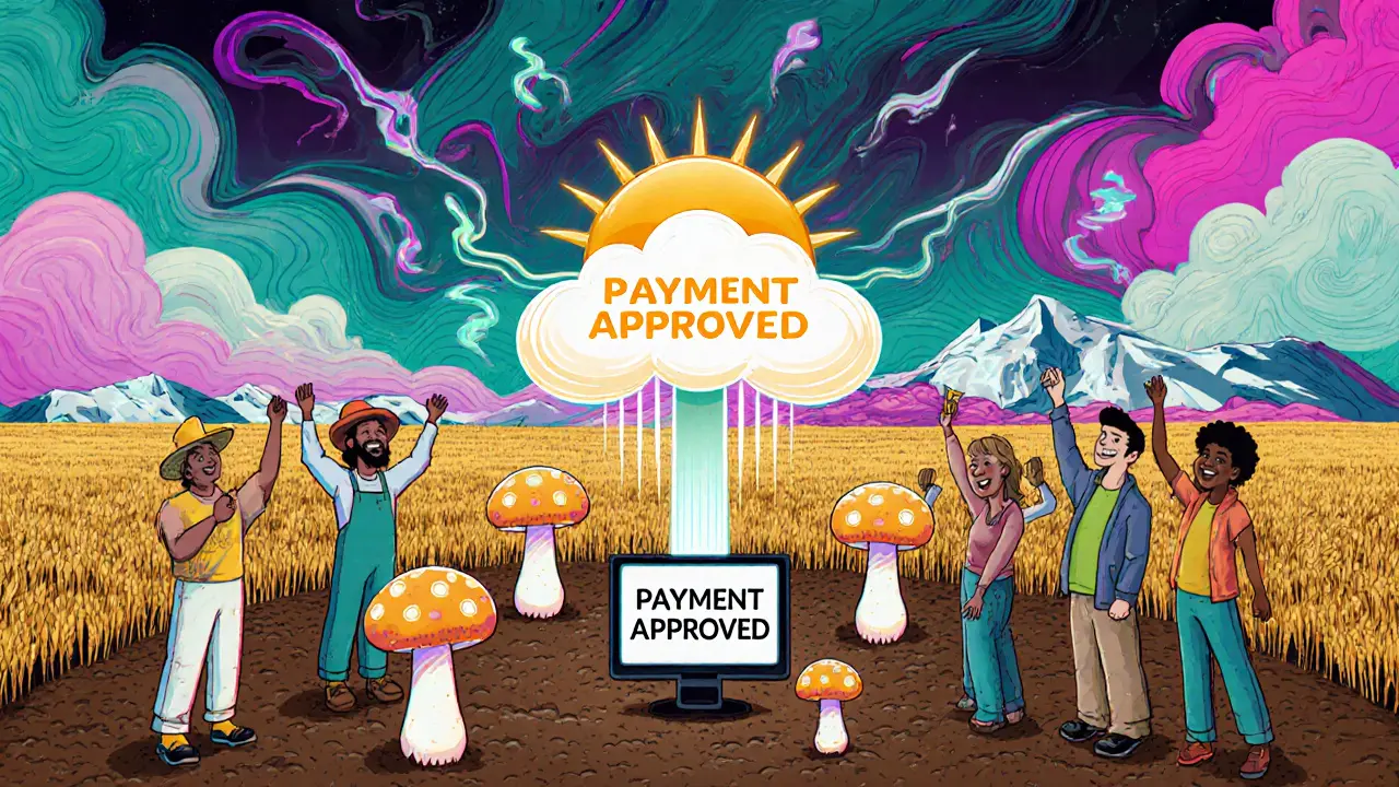 Умные датчики на поле передают данные в облако, фермеры радуются выплате.