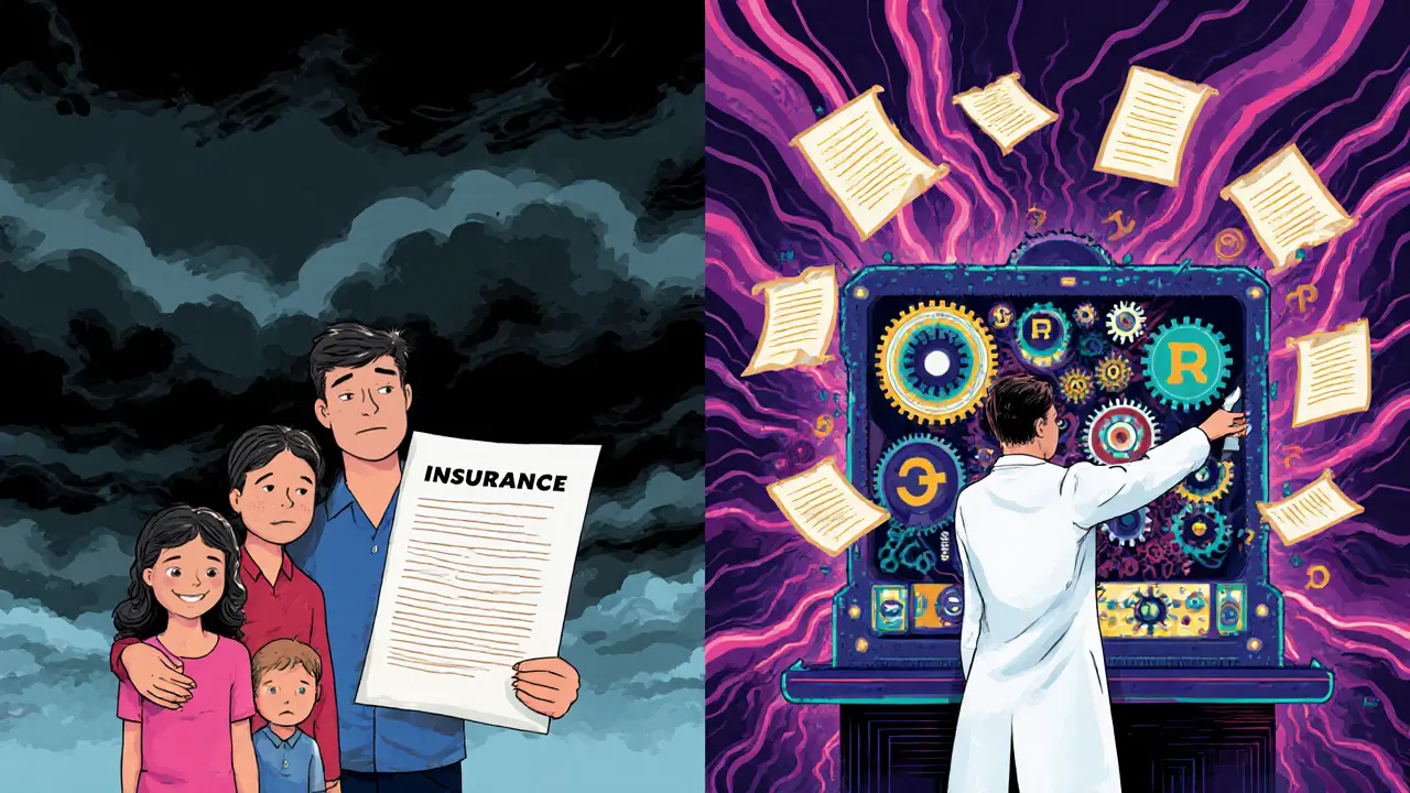 Ответственный актуарий настраивает компьютер с рублями, защищая семью от финансового шторма.