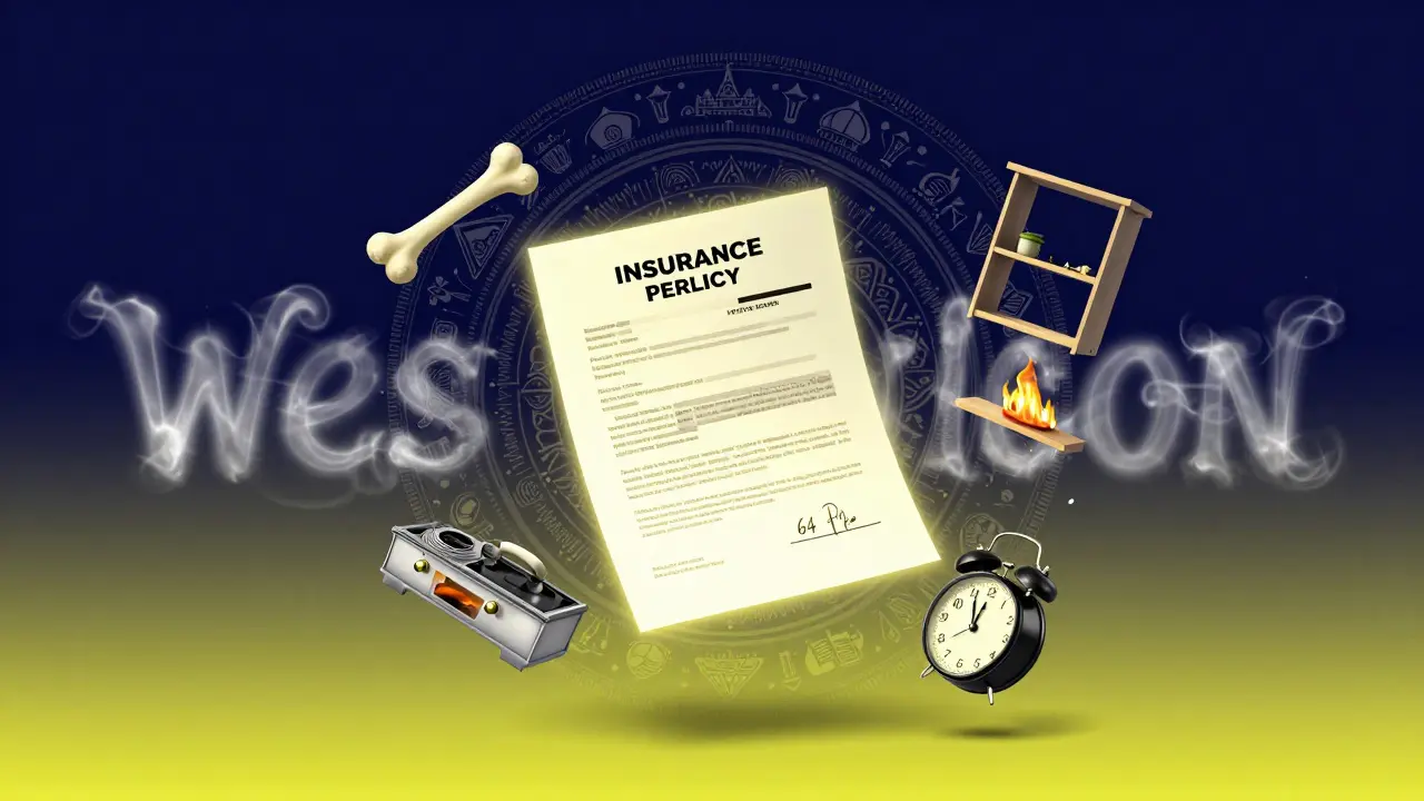 Страховой полис в виде психоделического мандалы с символами травм и возраста 64+.