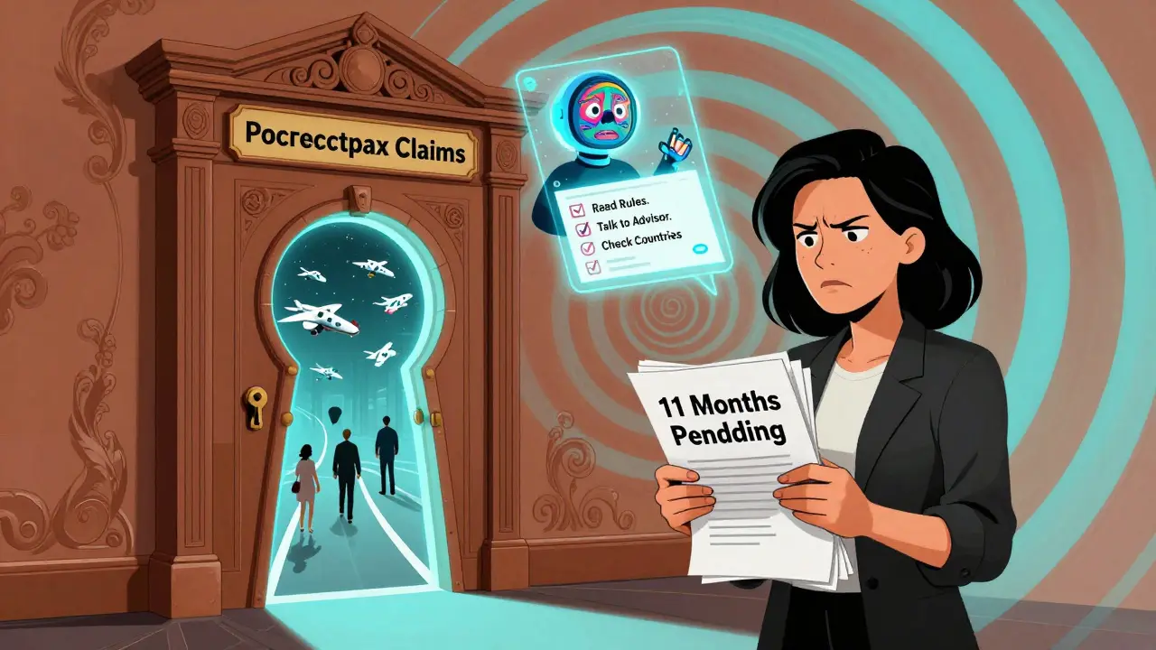 Женщина стоит перед дверью с задержкой выплат, через замочную скважину — быстрая линия помощи, над ней — ИИ-помощник