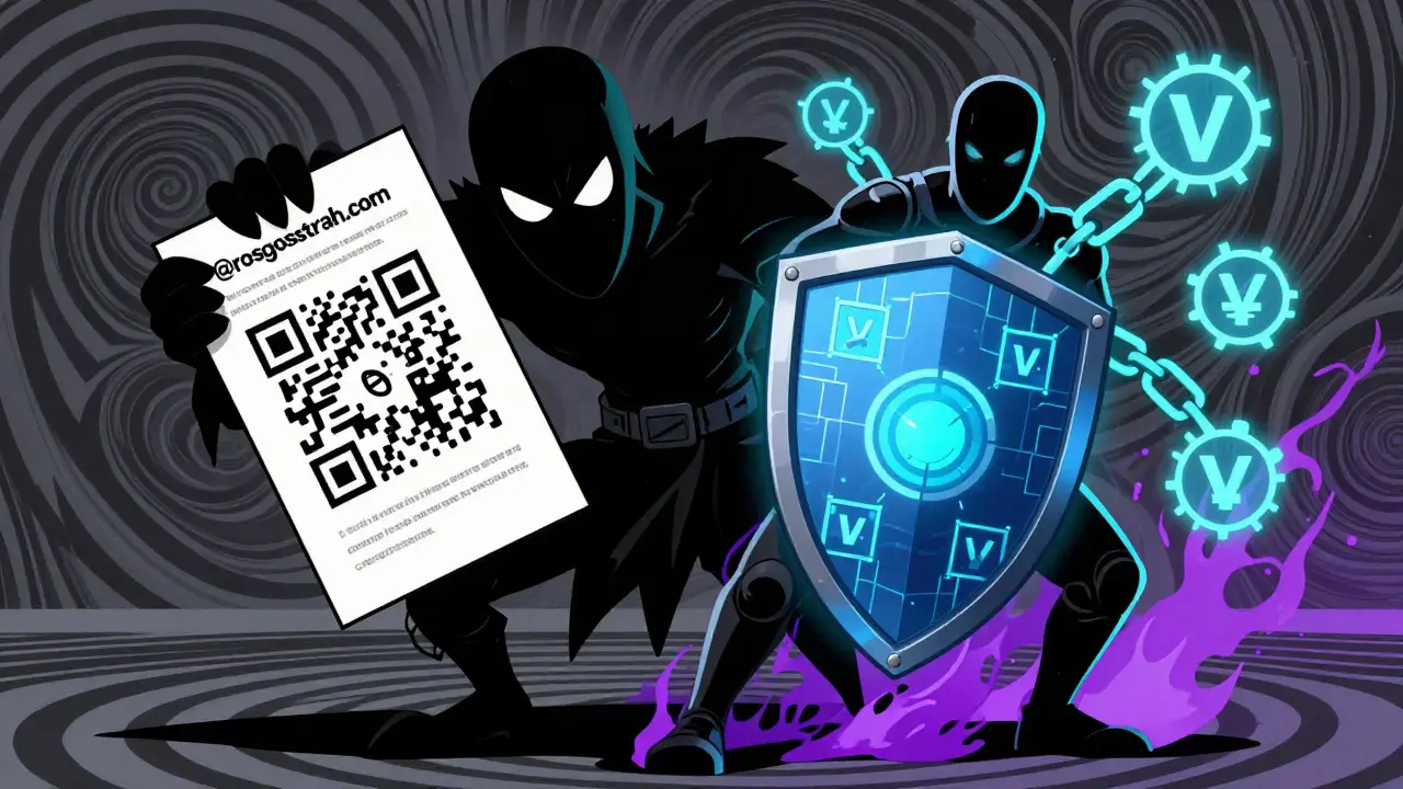 Злоумышленник с поддельным полисом против борца с мошенничеством, использующего блокчейн и УФ-метки.