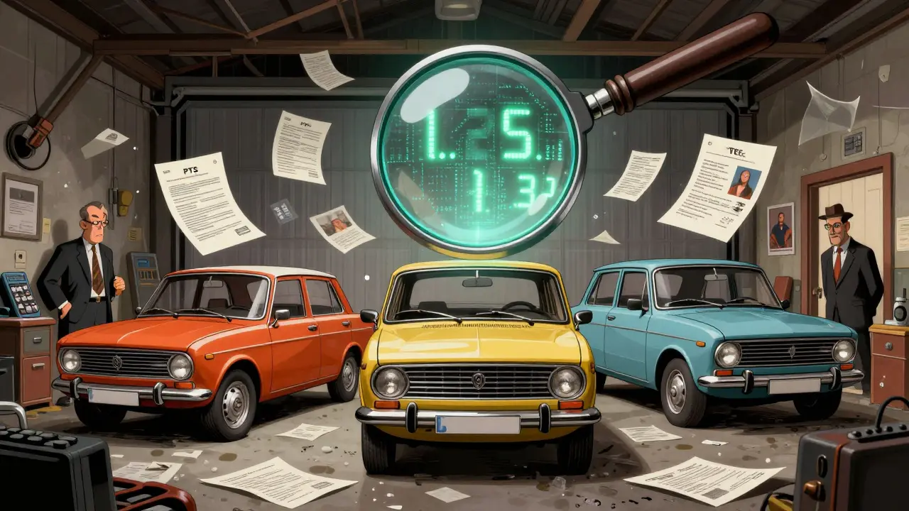 Гараж с тремя советскими автомобилями и плавающими коэффициентами страхования.