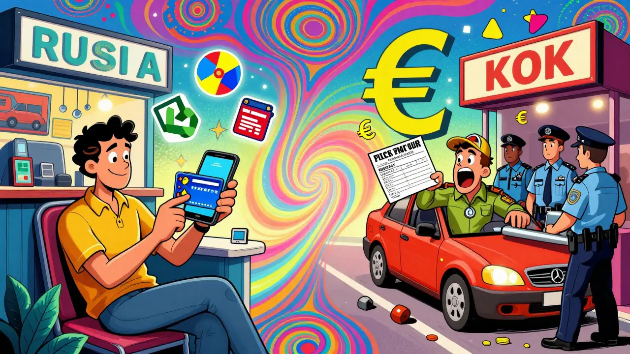 Сравнение: водитель оформляет синюю карту онлайн и другой покупает дорогую страховку на границе.