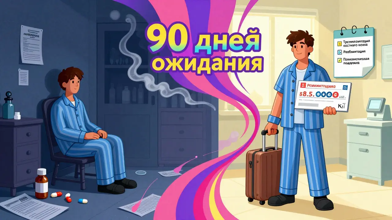 Два мира: один — бедность и счета, другой — лечение за границей с крупной суммой денег и поддержкой.