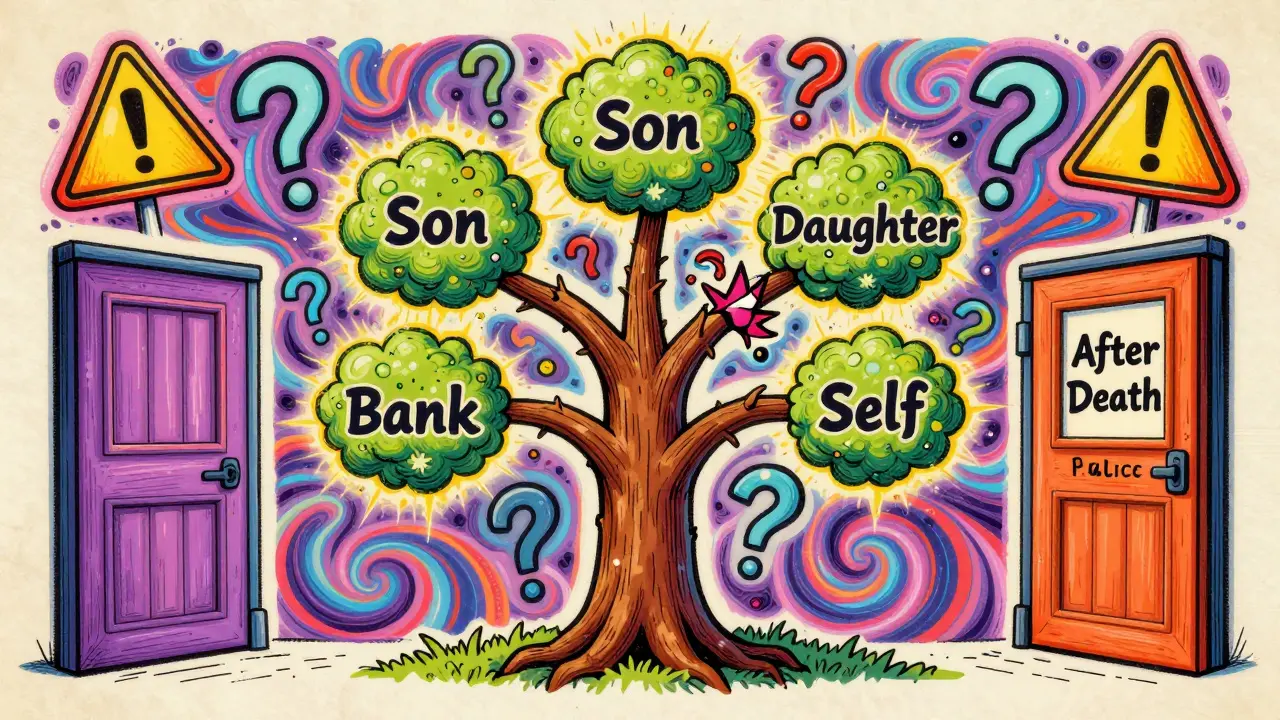 Семейное древо страховки с изменяющимися ветвями, одна из которых обрезана, а другая добавлена.