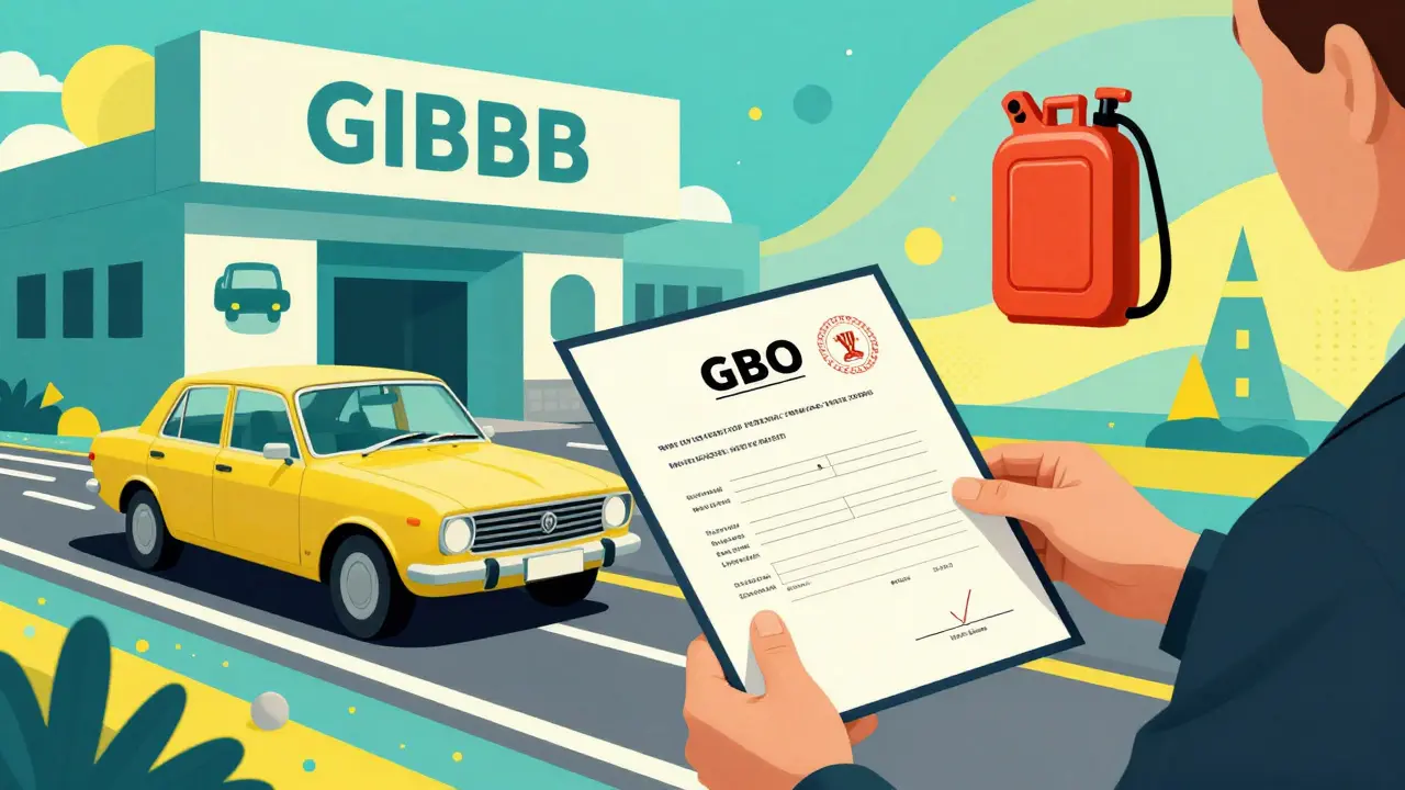 Водитель регистрирует ГБО в ГИБДД с документами и штампом