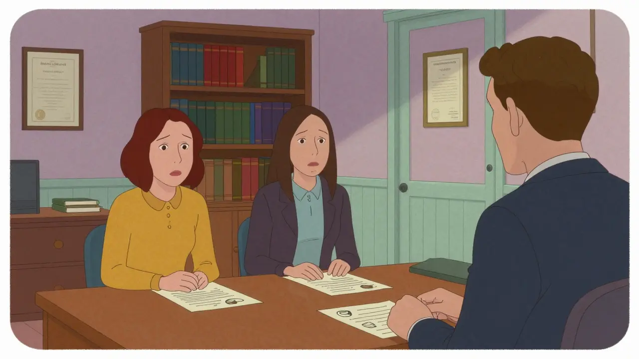 Семья обсуждает документы со специалистом в уютном офисе