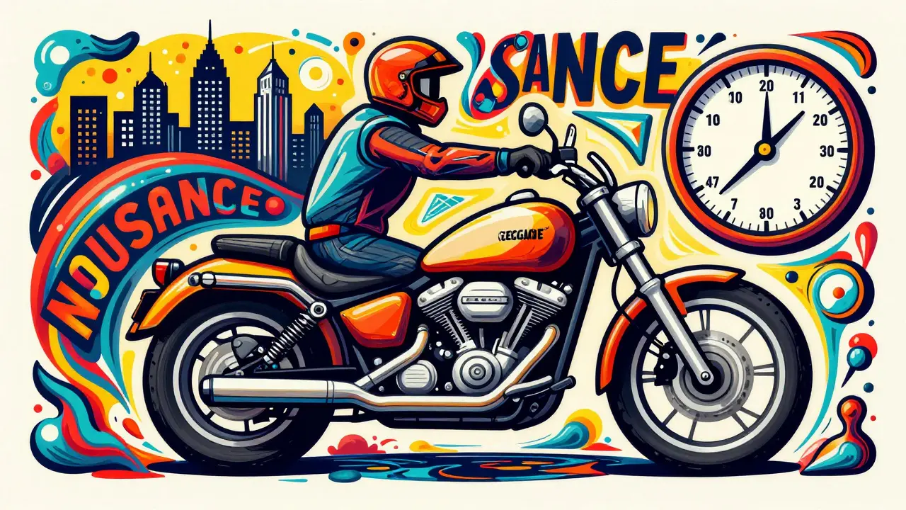 Абстрактная композиция в стиле Веса Уилсона, изображающая факторы стоимости страховки.