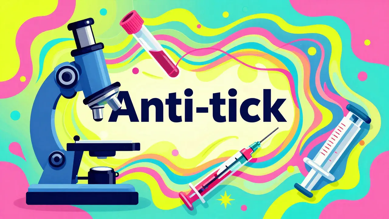 Абстрактный коллаж медицинских инструментов и анализов в ярких психоделических тонах.