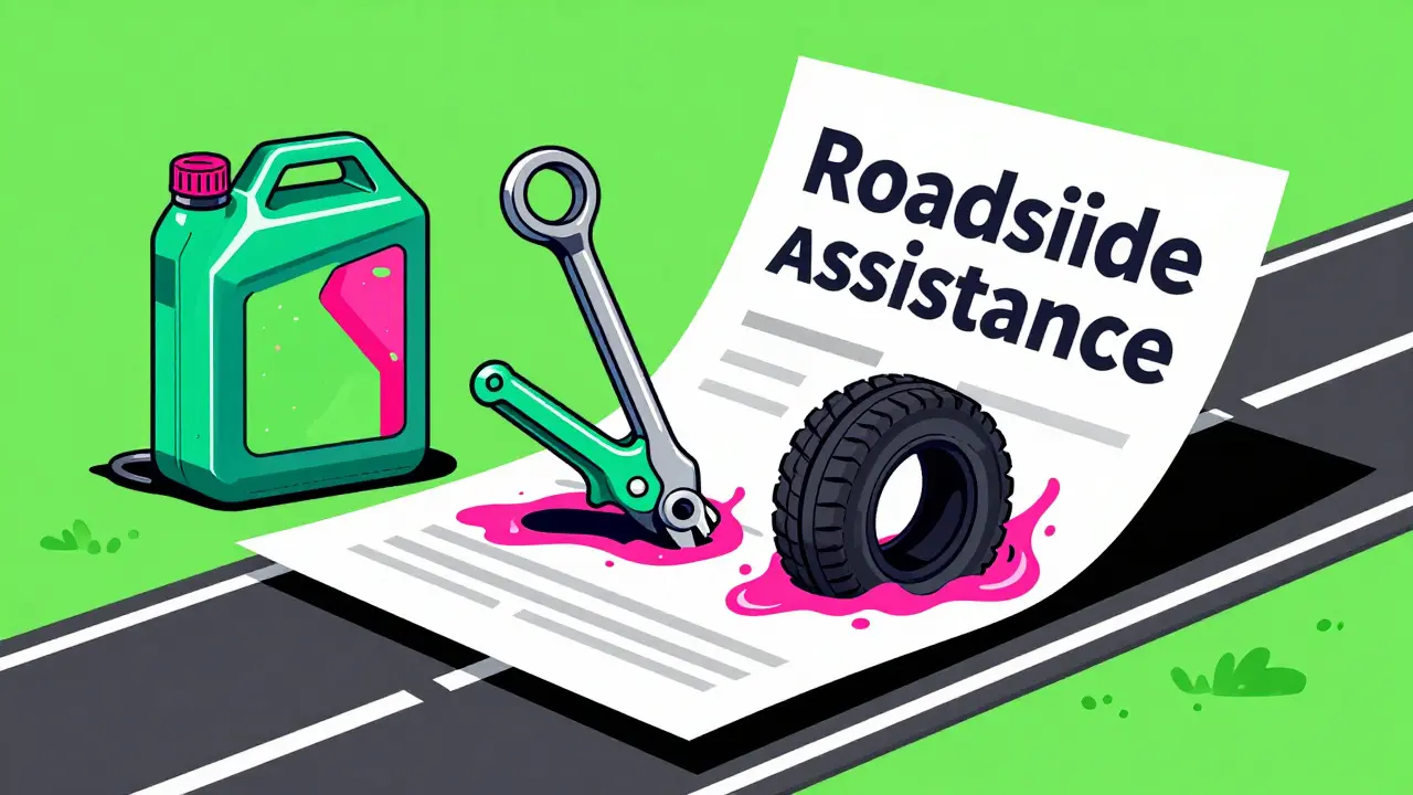 Набор услуг помощи на дорогах в виде яркого абстрактного коллажа