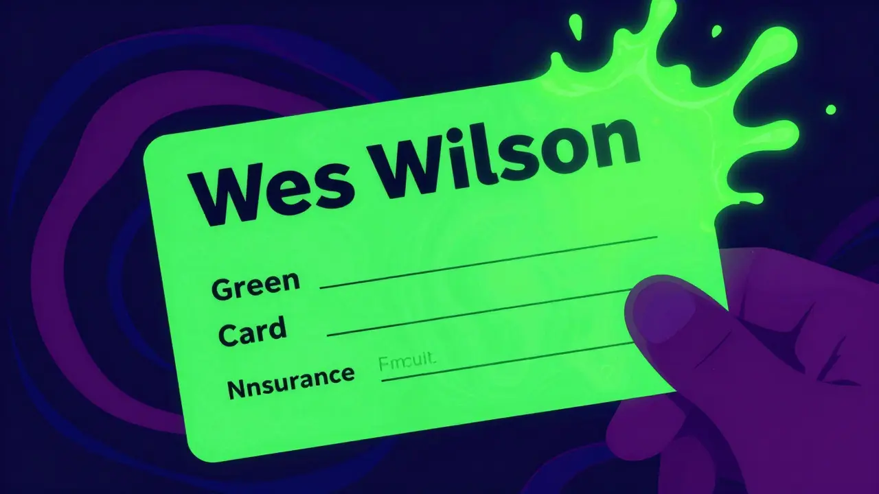 Проверка зеленой карты под ультрафиолетом с неоновым свечением