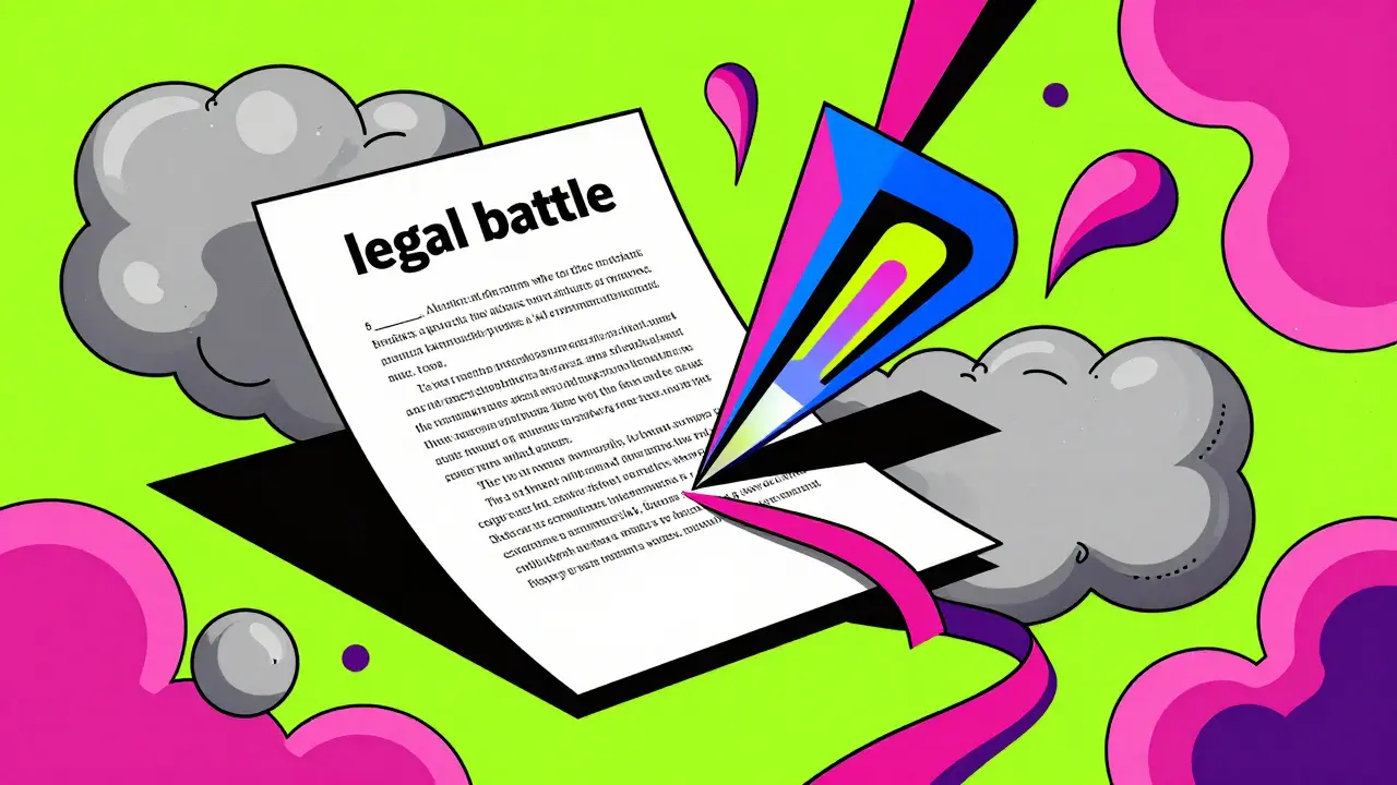 Юридическая претензия, пробивающаяся сквозь бюрократические преграды, в психоделическом стиле