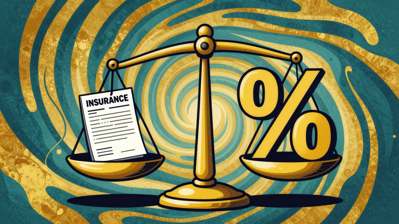 Весы с полисом и процентом ставки в стиле психоделического арта