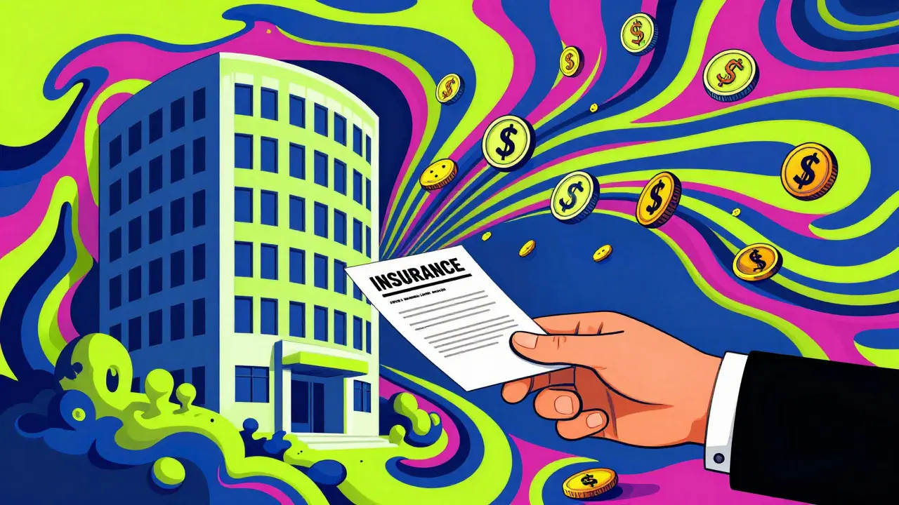 Возврат страхового полиса и денег в виде ярких плавных линий