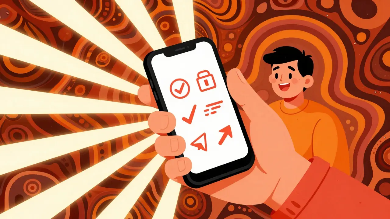 Человек с телефоном, излучающим свет, символизирующий удобное онлайн-оформление полиса